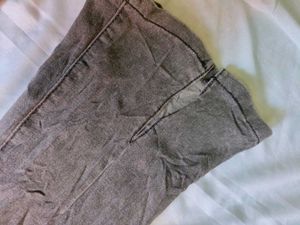 Grey Flared Jeans with Front Slits