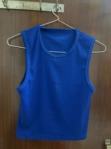 Vibrant Blue Sleeveless Crop Top