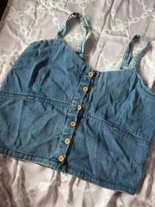 Denim Button-Up Crop Top
