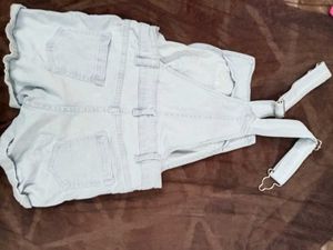 Girl's Denim Pinafore Overalls with Heart Detail