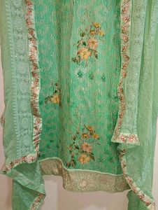 Elegant mat sequence embroidery Green Floral Salwa