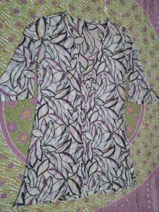 Sheer Leaf Print Kimono Top