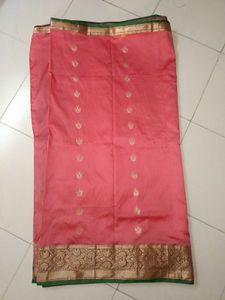 Elegant Pink &amp; Green Saree