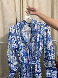 Blue &amp; White Floral Print Dress