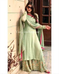 Lime Green Embroidered Salwar Kameez