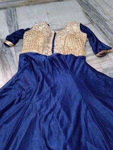 Embroidered Blue Velvet Saree