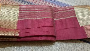 Elegant Red Silk Saree with Gold Border &amp; Blouse