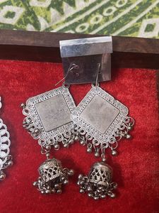 Oxidized Silver Jhumka Earrings set 2