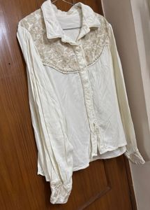 Embroidered Cream Shirt/Blouse