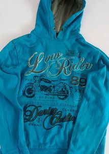 Vtg Blue "Low Rider" Graphic Hoodie
