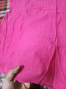 Pink Embroidered Cotton Kurta top