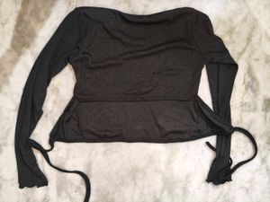 Chic Black Backless Tie-Up Top
