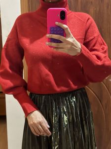 Cozy Burnt Orange Turtleneck Sweater