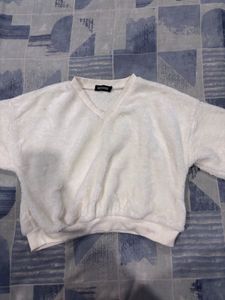 Cozy Fleece V-Neck Cropped Sweater