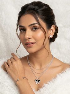 Butterfly Pendant Necklace &amp; Earring Set
