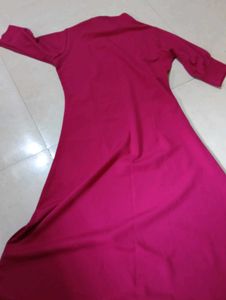 Elegant Magenta Mock Neck Dress