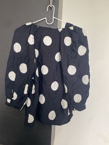H&amp;M Black Polka Dot Button-Down Top