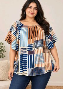 🔥BUY 1, GET 1 FREE 🔥Geometric Print Flutter Top
