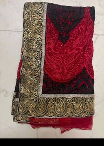 Elegant Red Embroidered Saree