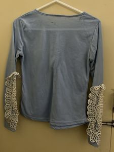 Light Blue Long Sleeve Top with Lace
