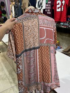 Boho Patchwork Print Button-Up Shirt