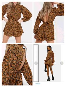 Topshop Disty Floral Print Long Sleeve Playsuit