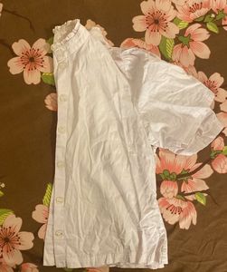 White Casual Button-Up Top