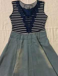 Striped Sleeveless Zipper Dress