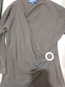 Jones New York Brown Draped Top