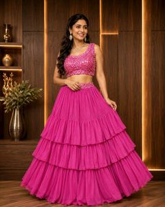 Stunning Pink Sequin Lehenga Choli