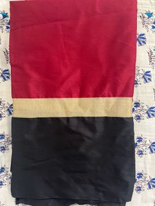 Elegant Striped Maroon Gold Saree