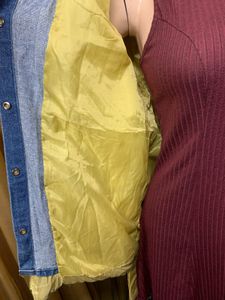 Stylish Padded Jacket with Denim Detail