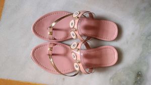 Chic Pink Embellished Flat Sandals