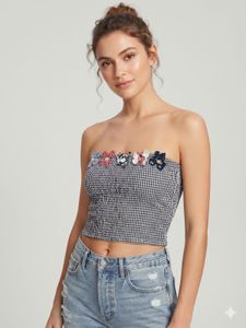 Chic Gingham Corset Top