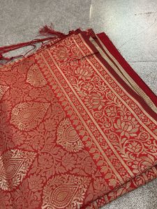 Elegant Red &amp; Gold Banarasi Silk Saree