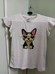 New Cute Dog Sequin T-Shirt