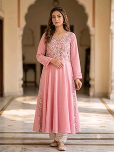 Pink Floral Kurti Set