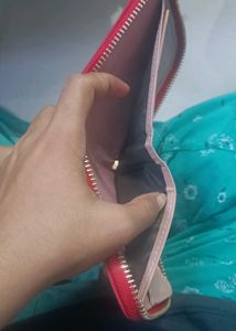 Cute Red Floral Zip Wallet