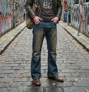 Men's Distressed Flare Jeans