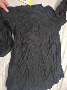 Black Crinkled Kurta
