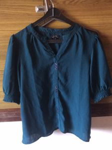 Teal Button-Up Blouse