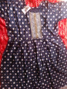 Elegant Navy Blue Printed Kurta