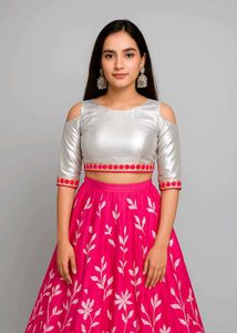 Pink Floral Lehenga Choli Set
