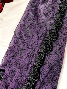 Purple Saree with Black Border