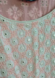 Beautiful Pink Printed Kurta with Embellishments