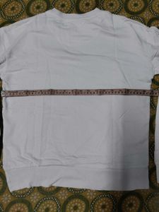 White Sweatshirt with Striped Sleeves