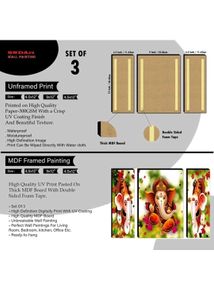Lord Ganesha Set Of 3 Canvas Wall Painting Pack 2