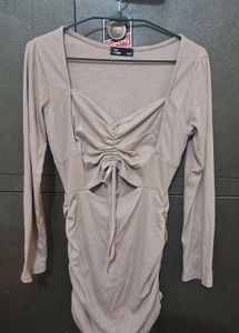 Ruched Cut-Out Long Sleeve Dress