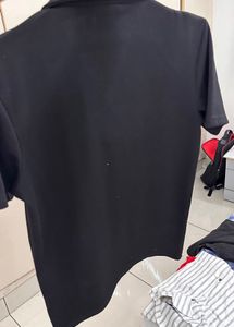 Black Collared V-Neck Top