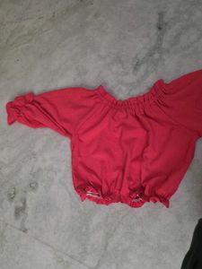Red Two-Piece Skirt &amp; Crop Top Set